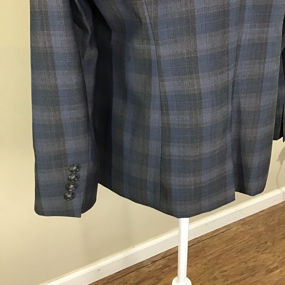 Pendleton Wool Plaid Blazer Blue Grey Vintage - Picture 4 of 8